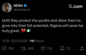 Protect the youths! – Rema reacts to rise in terrorism