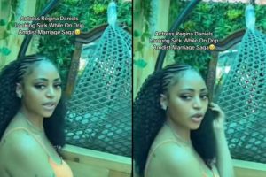 Regina Daniels stirs reactions as she receives IV drip