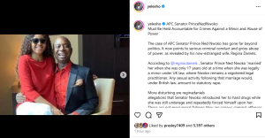 Senator Ned Nwoko must be held accountable for crimes against a minor and abuse of power- Omoyele Sowore