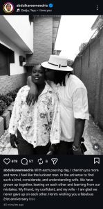 Eedris Abdulkareem celebrates 21st marriage anniversary with wife