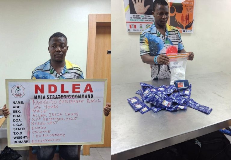 Ex-convict, 3 others arrested over UK-bound cocaine consignment in liquid starch sachets