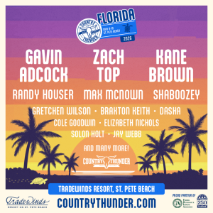 Gavin Adcock, Zach Top, Kane Brown to Headline 2026 Country Thunder Florida Fest