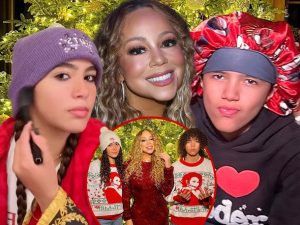 Mariah Carey’s Twins Rock Her Holiday Merch in Rare Family Photo