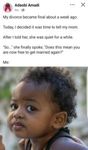 Nigerian woman reveals her mother’s reaction a week after she finalised her divorce