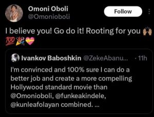 Omoni reacts to X user who bragged to outdo her movie production skills