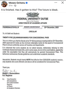 US-based Nigerian professor calls out Federal University Dutse in Jigawa state for reportedly lowering pass marks so students can graduate