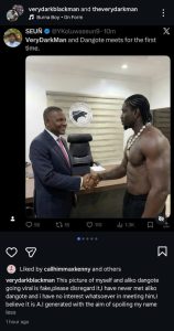 VeryDarkMan denies photo with Dangote